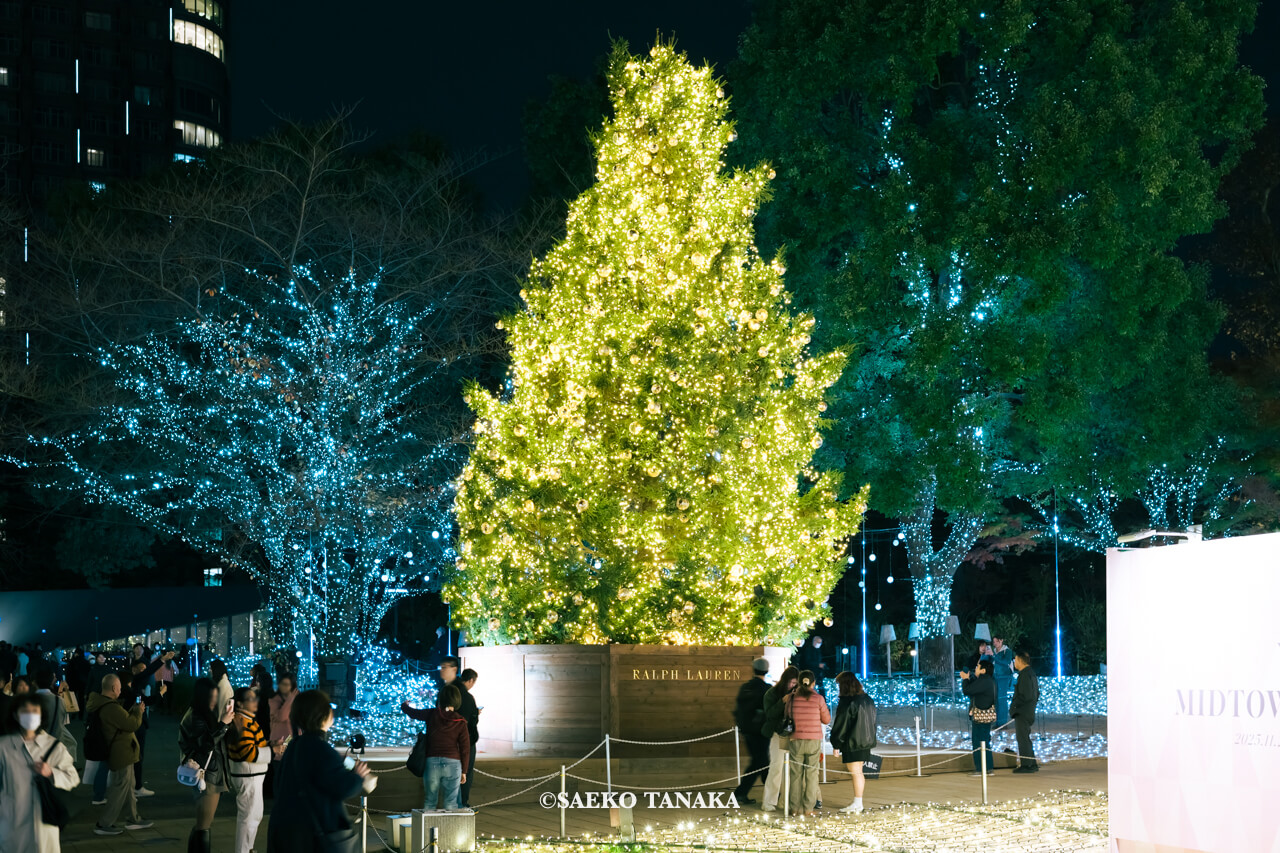 東京の人気おすすめクリスマス・イルミネーションスポット｜東京ミッドタウンのミッドタウン・ガーデンに設置されたラルフローレンによるもみの木のクリスマスツリー（東京・六本木）