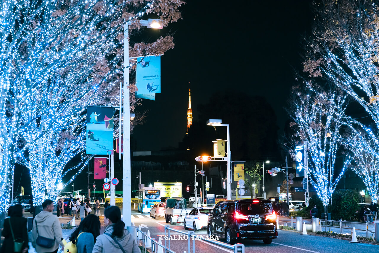 東京の人気おすすめイルミネーションスポット｜けやき坂イルミネーションが開催されている六本木けやき坂通りと東京タワー（東京・六本木）