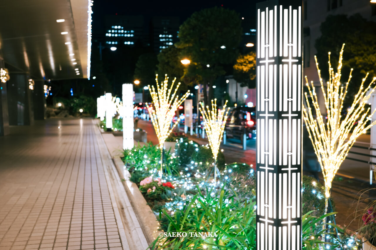 東京の人気おすすめクリスマス・イルミネーションスポット|日比谷仲通り側に面した帝国ホテル東京のゴールドを基調とした多色イルミネーション(東京・日比谷)